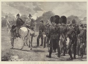 De koninklijke parade in Windsor Park, soorten vrijwilligers die door Hare Majesteit worden beoordeeld